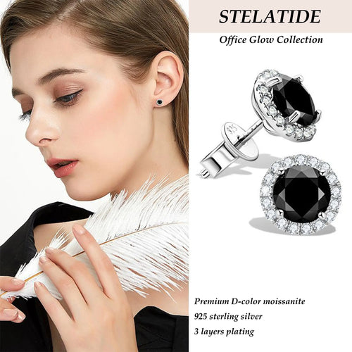 Black Moissanite Stud Earrings STELATIDE