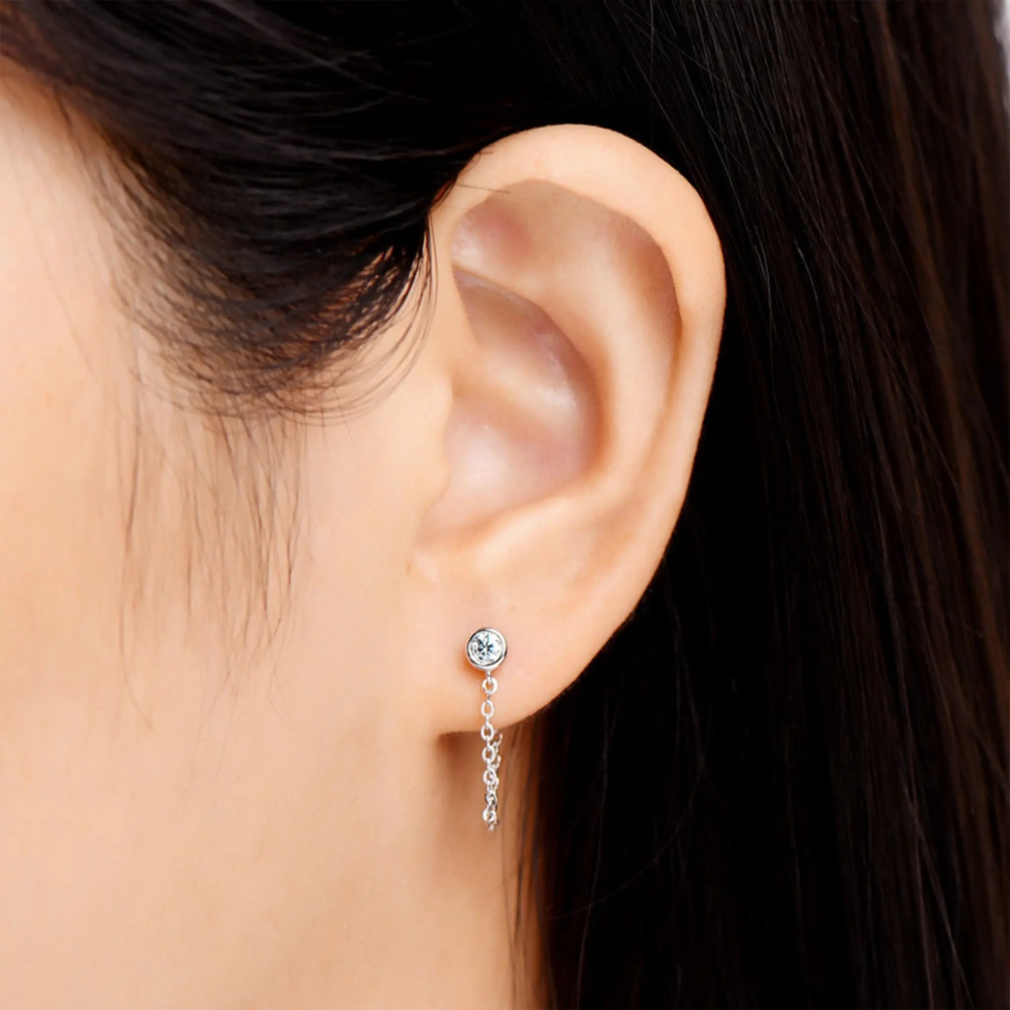Glow moissanite tassel ear threads STELATIDE