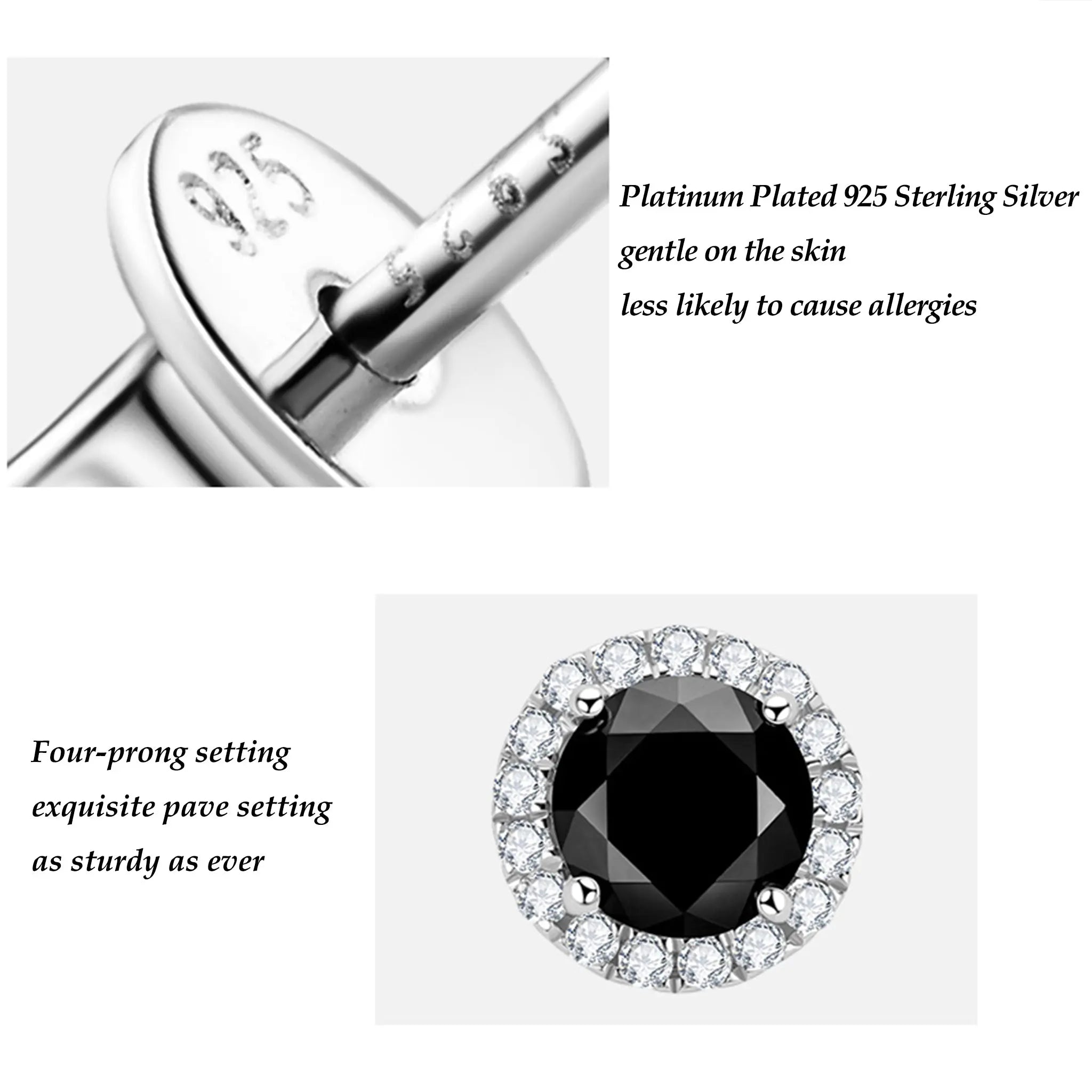 Black Moissanite Stud Earrings STELATIDE