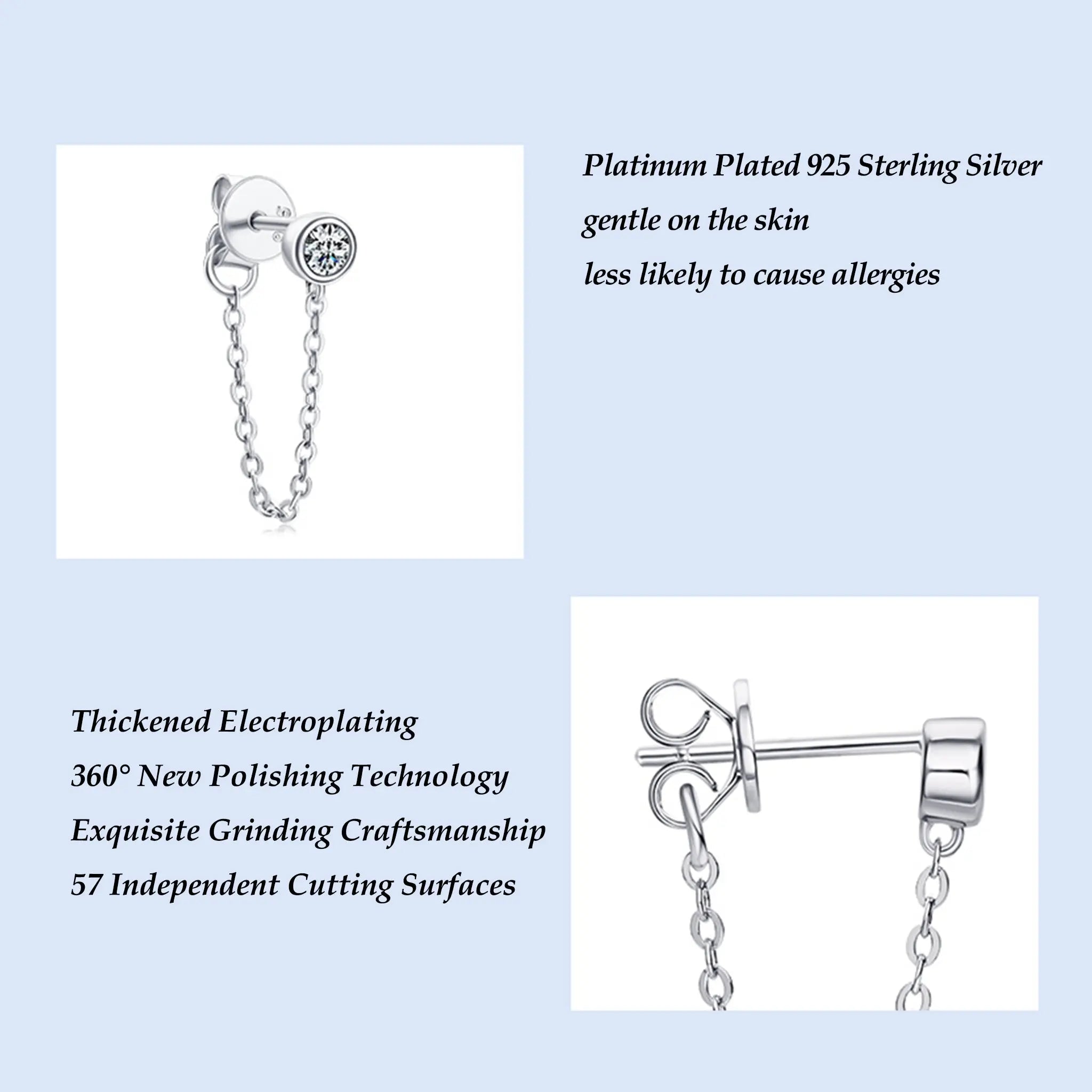 Glow moissanite tassel ear threads STELATIDE