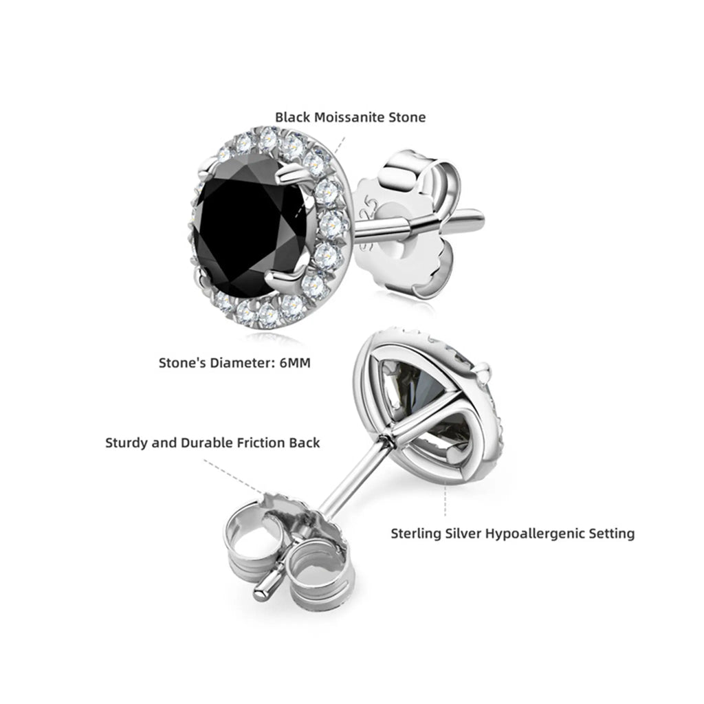 Black Moissanite Stud Earrings STELATIDE