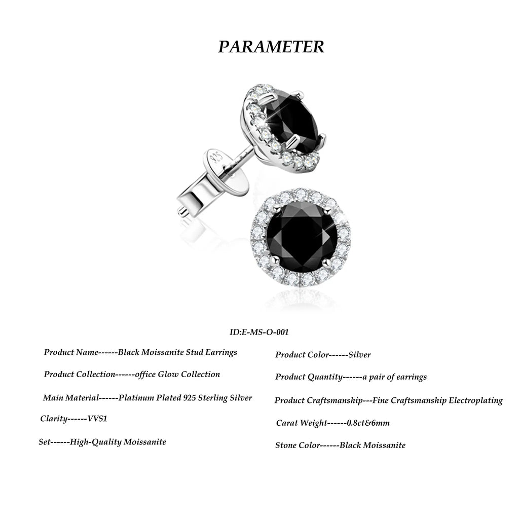Black Moissanite Stud Earrings STELATIDE
