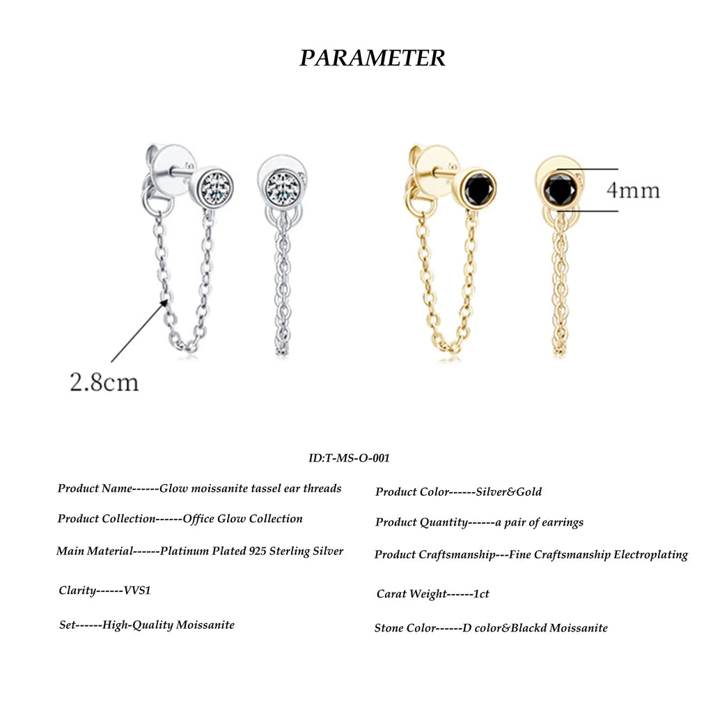 Glow moissanite tassel ear threads STELATIDE
