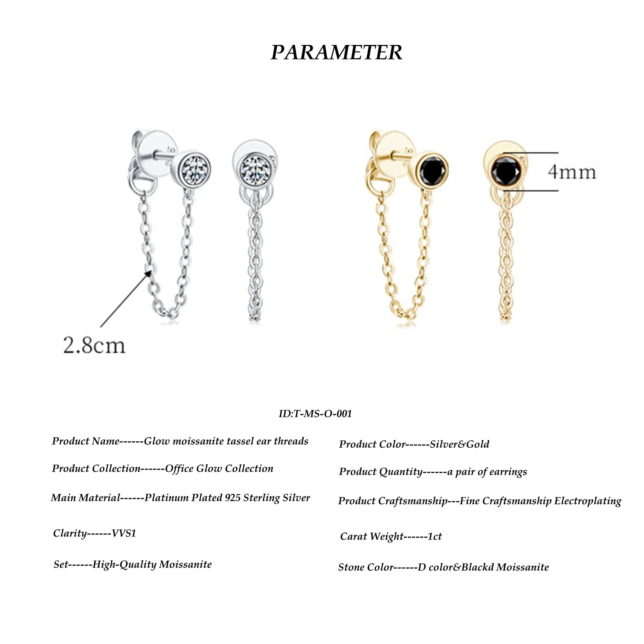 Glow moissanite tassel ear threads STELATIDE