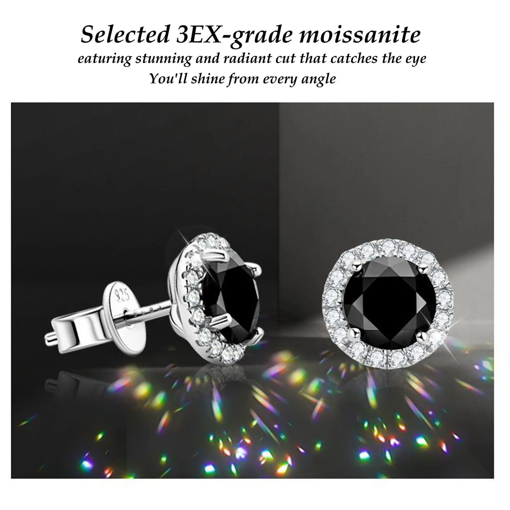 Black Moissanite Stud Earrings STELATIDE