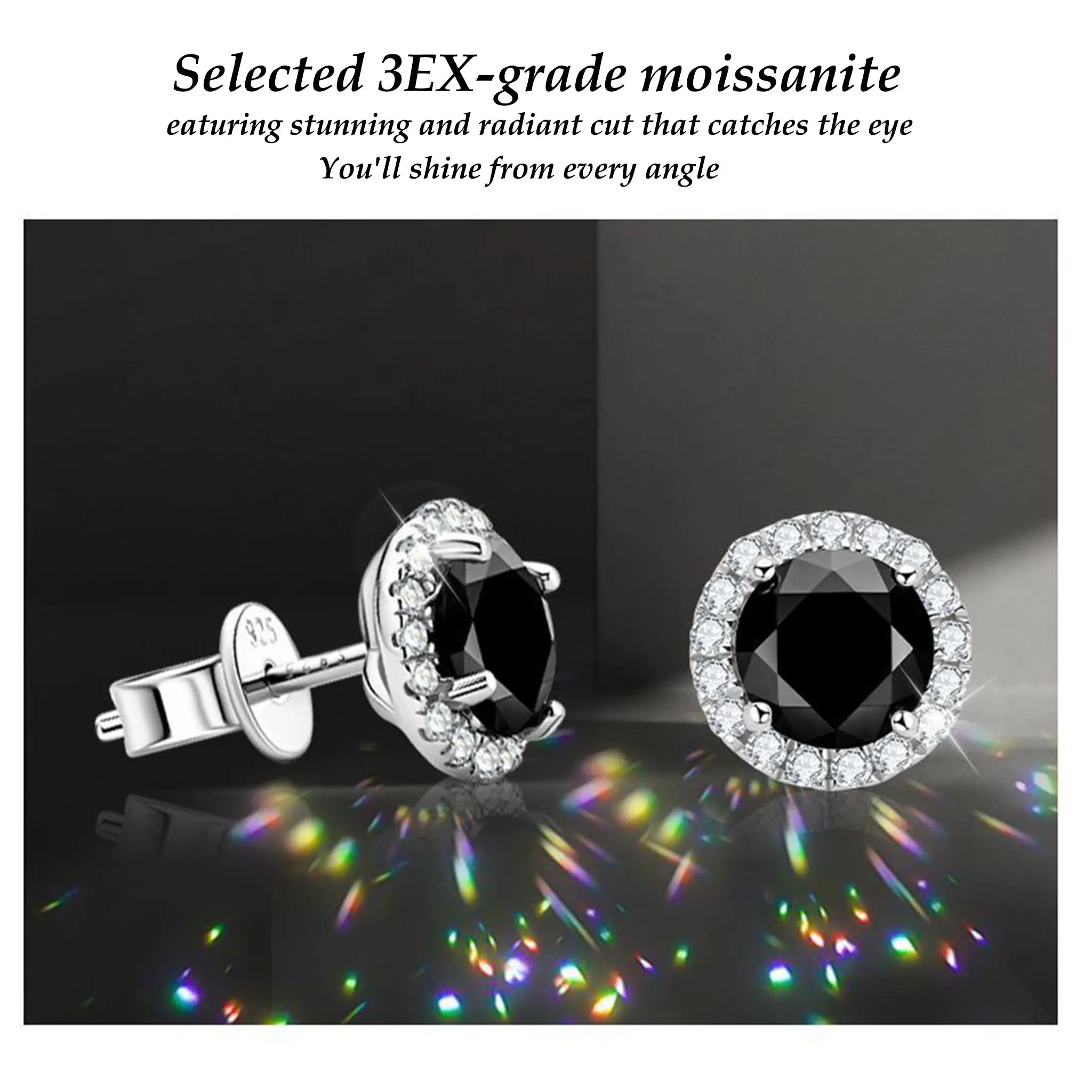 Black Moissanite Stud Earrings STELATIDE