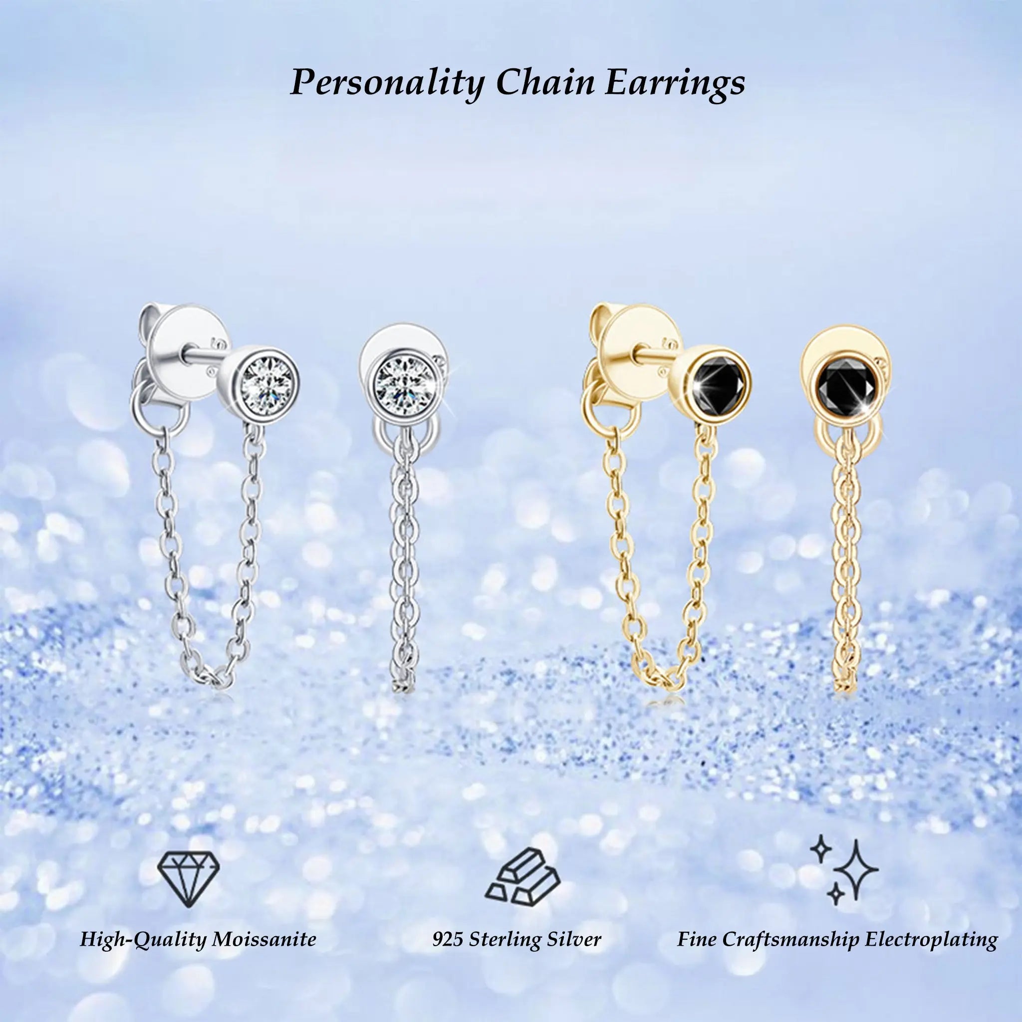 Glow moissanite tassel ear threads STELATIDE