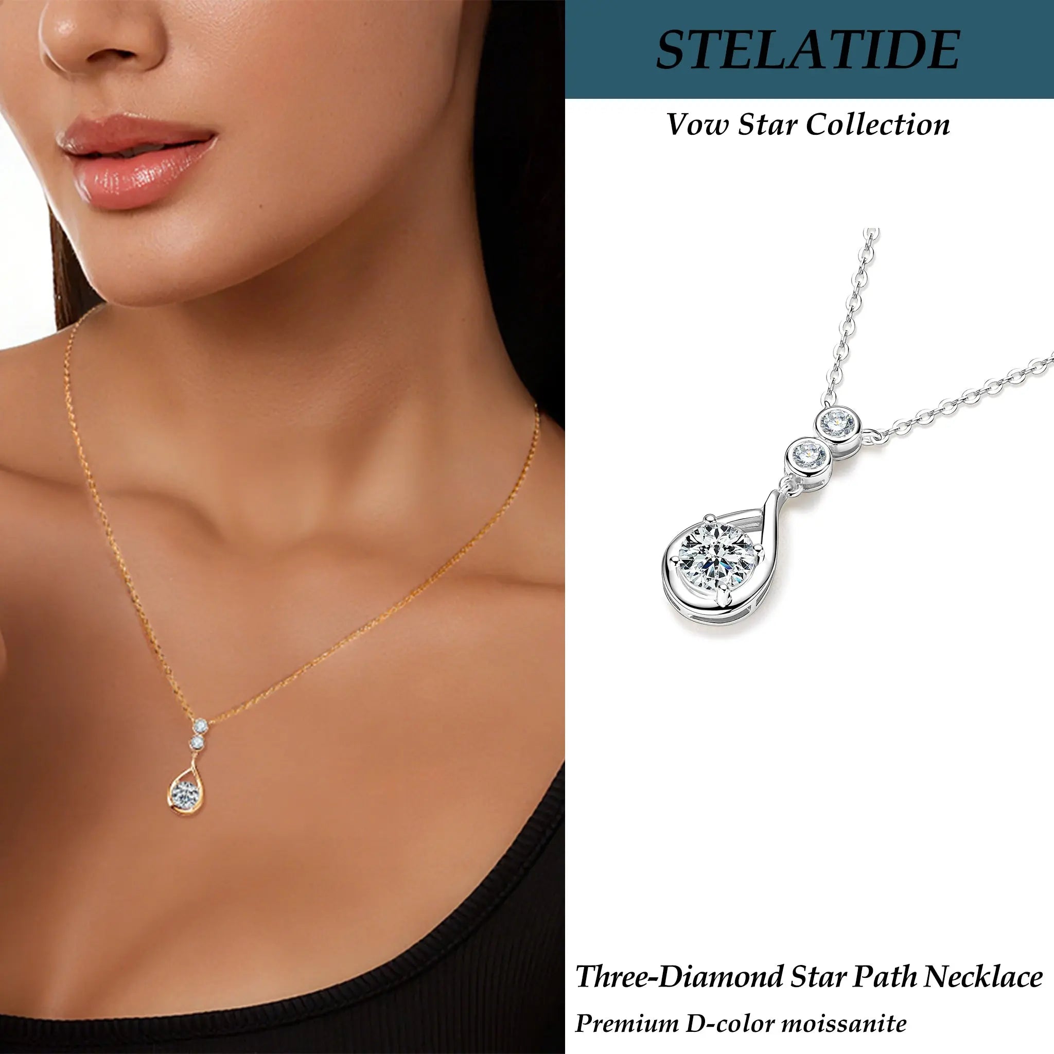 Three-Diamond Star Path Necklace STELATIDE