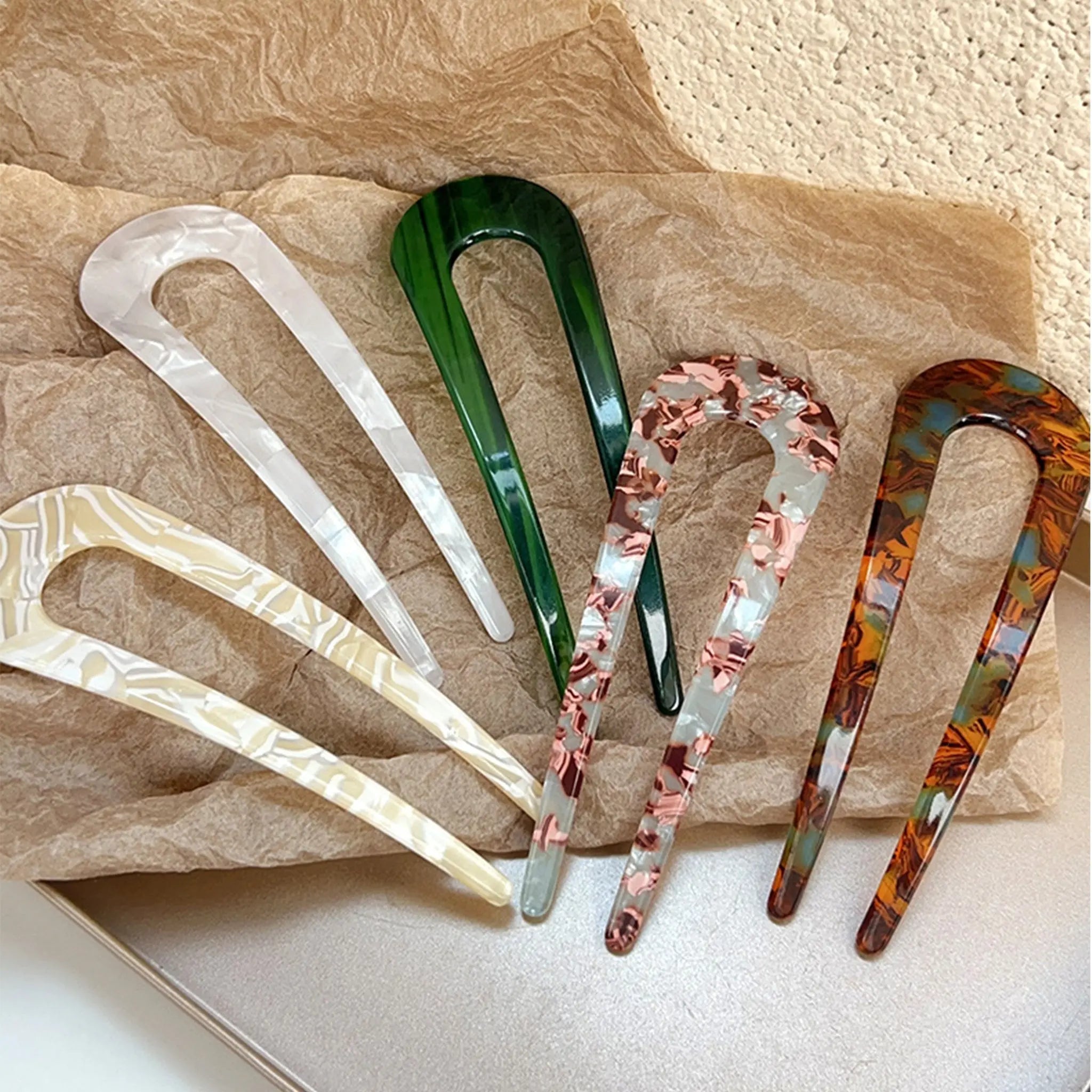 Vintage U-shaped Acetate Hairpin STELATIDE