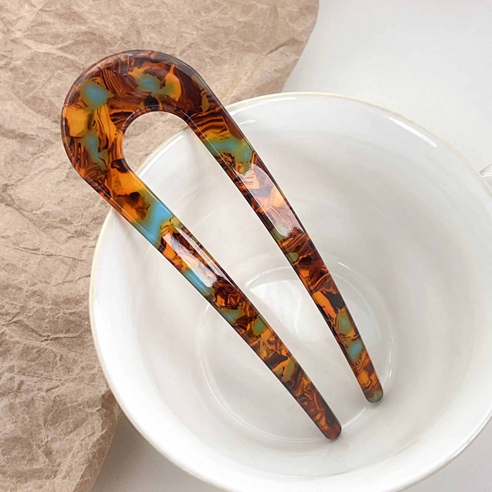 Vintage U-shaped Acetate Hairpin STELATIDE